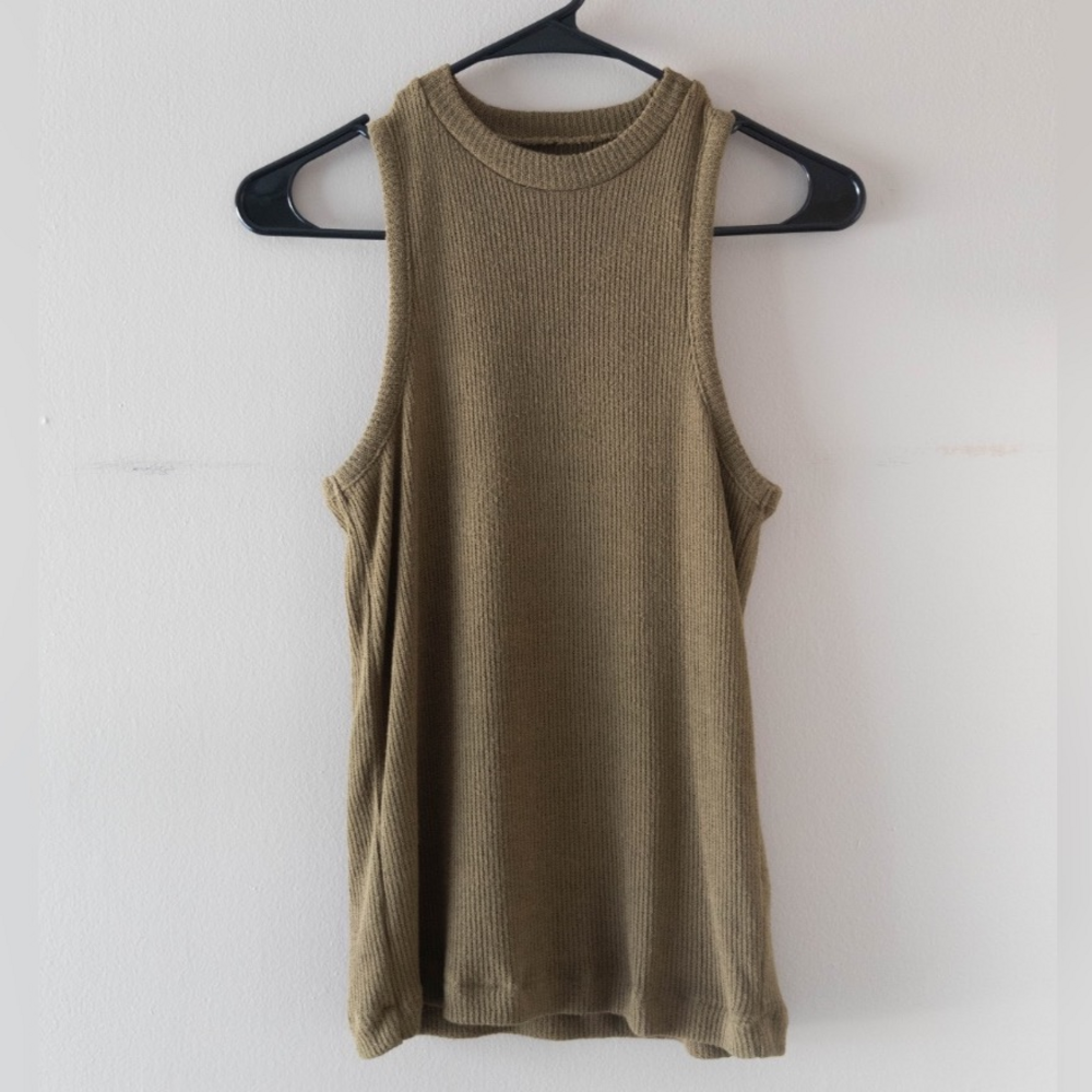Madewell Olive Sleeveless Ribbed Tank Top in Green